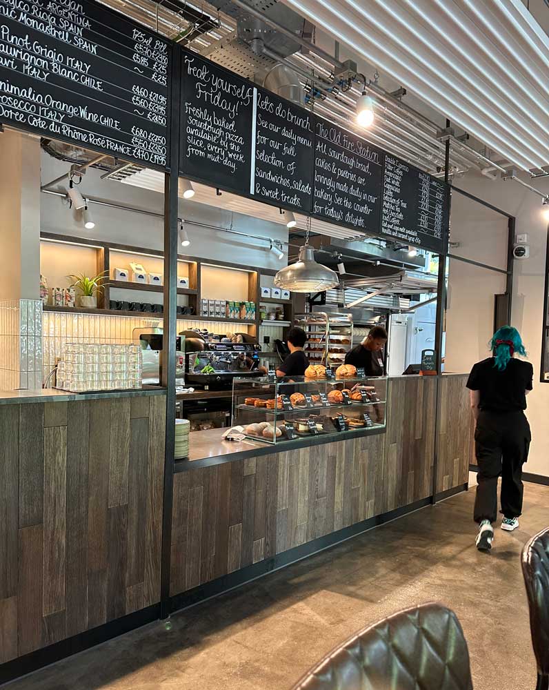 interior of the cafe at old fire station Salford
